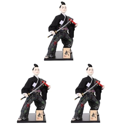 Toyvian 3St -Figur Ninja-Figur -Puppen-Krieger -Statue Bushido-Puppe orientalische Dekoration Japanische -Puppenfigur Kunstgegenstände im japanischen Stil Abs von Toyvian