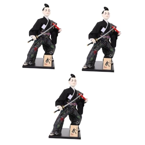 Toyvian 3St -Figur orientalische Dekoration Bushido-Puppe japanischer traditioneller japanischer Kimono Ninja-Figur -Puppenhandwerk Japanische -Puppenfigur Abs von Toyvian