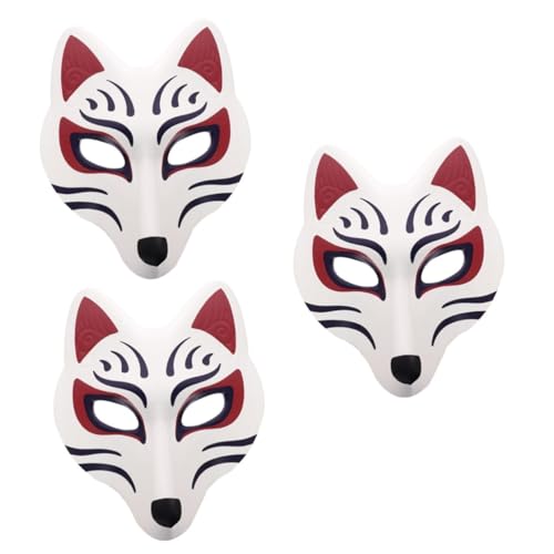 Toyvian 3St Fuchs Maske halloween masken halloweenmaske tiermasken Japanese style mask mask kitsune Cosplay-Maske erwachsenes halloween tierische Maske Halloween-Maske Eva Weiß von Toyvian