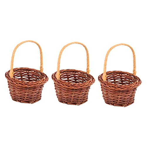 Toyvian 3St Handtasche ablagekörbe kühlkorb einkaufskorb Storage Baskets ziernieten Decor Deckel Aufbewahrungskörbe aus Korbgeflecht Korbverzierung aus Rattan Mini-Körbe für Coffee von Toyvian