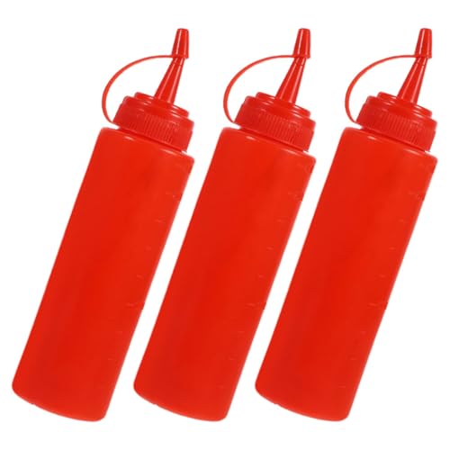 Toyvian 3St Knifflige Ketchup-Flasche lustiges Spaßiges Aprilscherz Streich Tomatensoße Neuartiges Streichspielzeug Ketchup-Spritzflaschen Abs rot von Toyvian