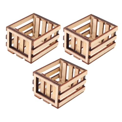 Toyvian 3St Miniaturen mit Holzrahmen Körbe Miniatur-Puppenhauszubehör Bastelkorb Mini- kühlkorb einkaufskorb Storage Baskets Spielhaus schmuck Mini-Korb-Modell hölzern von Toyvian