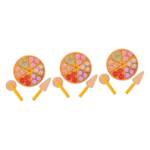 Toyvian 3St Pizzaspielzeug Pizza Spielen Spielküchenzubehör gefälschte Pizza Holz Pizza Spielzeug Pizzastücke Spielzeug holzspielzeug Küchenessen Spielen Küchenspielzeug aus Holz hölzern von Toyvian