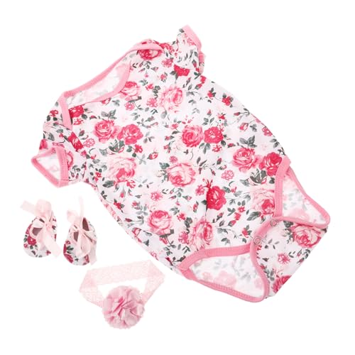 Toyvian 3St Puppenkleidung Puppenwagen Kleidung für Neugeborene kleines Mädchen Kleinkinder Schuhe Neugeborene Kleidung neugeborenes Mädchen Zubehör für Babypuppen Baumwolle Rosa von Toyvian