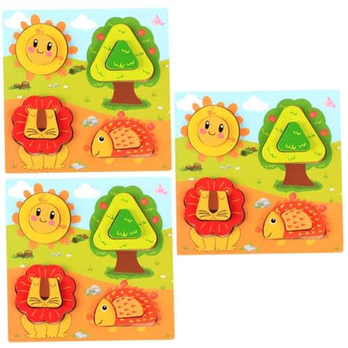 Toyvian 3St -Puzzlespielzeug Pädagogisches Spielzeug Kinder Puzzle Zoo Spielzeug kinderpuzzle Kindergarten Spielzeug Kinder rätsel Lernspielzeug aus Holz Tierpuzzle aus Holz Hölzern von Toyvian