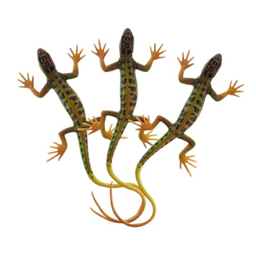 Toyvian 3St Schlangen-Eidechsenskink Eidechsenspielzeug Kleidung Eidechsen Gecko Chamäleon-Witzspielzeug Simulation Eidechsendekoration Eidechsenfiguren Plastik von Toyvian