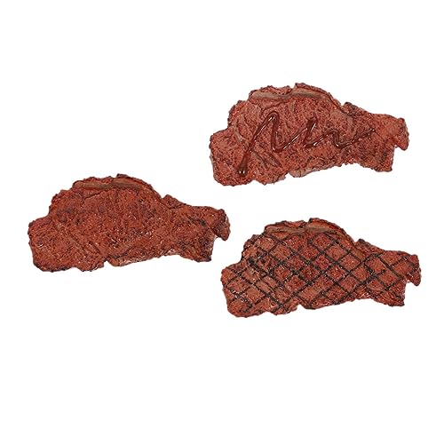 Toyvian 3St Steak-Modell gefälschtes Steak- Küche Essen Foto Requisite künstliche Fleischrequisiten Simuliertes Steak gefälschte Lebensmittel realistisch Essensmodell vorgeben PVC von Toyvian