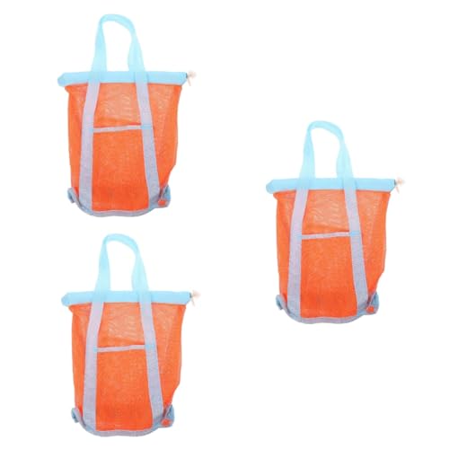 Toyvian 3St Strandtasche für Kinder Sandspielzeugtaschen Aufbewahrungstaschen für Poolspielzeug sandspielzeug Tasche Strandtasche im Mesh-Design Hohle Reisehandtasche Nylon Orange von Toyvian