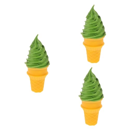 Toyvian 3st Eismodell Künstliche Eisportionierer Künstliche Eiswaffel Gefälschte Kuchenmodelle Eiscreme-rollenspielspielzeug Eistütenform Realistisches Künstliches Kuchenmodell PVC Green von Toyvian