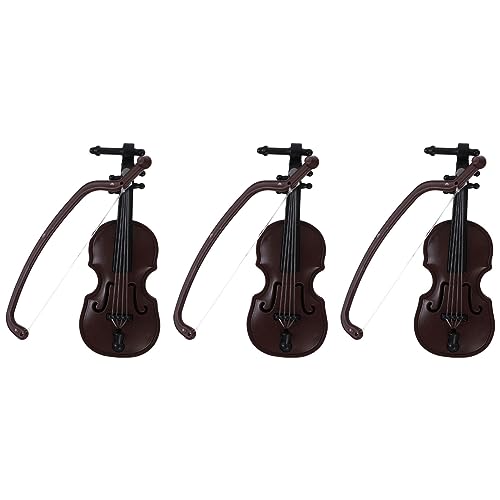 Toyvian 3st Geigenmodell Mini-Geige Aus Holz Simulation Von Mini-geigen Mini-instrumentenschmuck Dekor Für Musikinstrumente Mini-Musikinstrument Violine Handwerk Plastik Schreibtisch von Toyvian