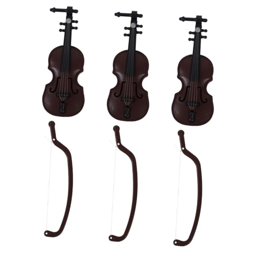 Toyvian 3st Geigenmodell Mini-Geige Aus Holz Simulation Von Mini-geigen Mini-instrumentenschmuck Für Musikinstrumente Mini-Musikinstrument Violine Handwerk Plastik Schreibtisch von Toyvian