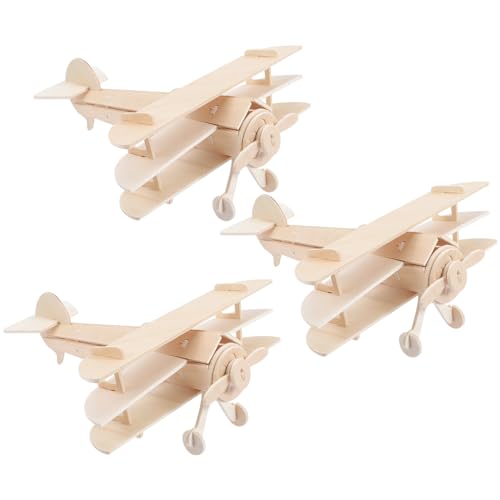 Toyvian 3st Holzrätsel Modellflugzeug Kinderspielzeug Aufblasbares Flugzeug Puzzle-Flugzeug Flugzeug-Segelflugzeug-Puzzle Drohne 3D-Modell Zusammenbauen 3D-rätsel Hölzern von Toyvian