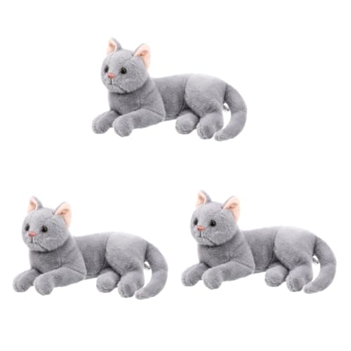 Toyvian 3st Katzenspielzeug Katzenplüschkissen Gefüllte Katzenpuppe Plüschkätzchen Stofftier Plüsch-kätzchen-Spielzeug Stofftier Katze Kätzchen Plüsch Plüschtiere Stofftiere Grey von Toyvian