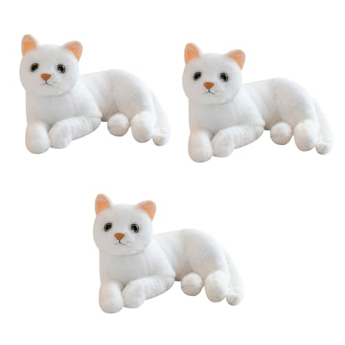 Toyvian 3st Katzenspielzeug Katzenplüschkissen Stofftier Katze Gefüllte Katzenpuppe Kätzchenspielzeug Stofftiere Kätzchen Plüsch Weiche Stofftierpuppe Plüschkätzchen Stofftier Weiß von Toyvian