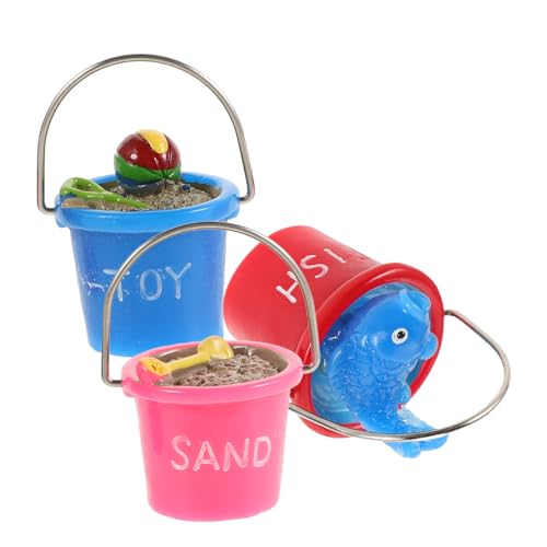 Toyvian 3st Mikro-landschafts-strandeimer Spielkücheneimer Mini-puppenhaus-dekor Puppenhaus Im Freien Einrichtung Am Meer Strandthemaverzierung Festliche Stranddekoration Naturharz von Toyvian