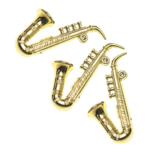 Toyvian 3st Mini-Musikinstrument Spielzeug Kleines Saxophonmodell Simulations-saxophonmodell Praktische Miniatur-Saxophon-verzierung Desktop-Mini-Instrument Puppenhaus-Instrument Plastik von Toyvian