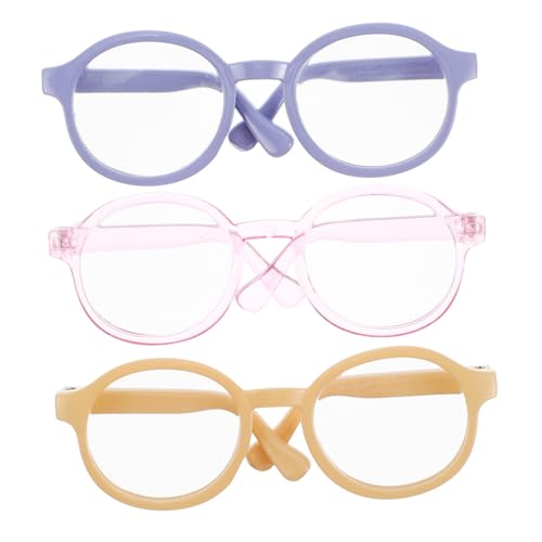 Toyvian 3st Puppenbrille Bastelbrille Brille Vorgeben Zubehör Brille Maschinenabdeckungs -brotmaschine Linsenbrille Mini-Brille Teile & Zubehör Liefert Gläser Promi-Brille Plastik von Toyvian