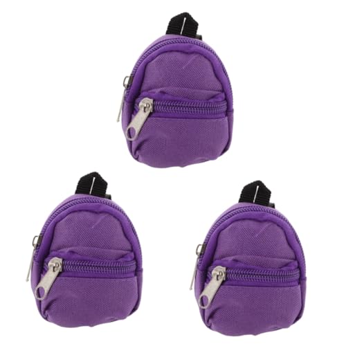 Toyvian 3st Puppenrucksack Minischrank Für Puppen Mini-rucksäcke Mini-Schultasche Miniaturen-Rucksack Mini-Rucksack-Spielzeug Süße Puppentasche Decora- Puppenreisetasche Stoff Violett von Toyvian