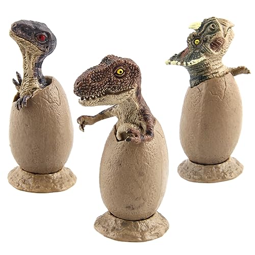 Toyvian 3St Dinosaurier-Ei-Ornament Dinosauriermodelle mit zerbrochener Schale Spielzeug Dinosaurier-Modelle geschlüpfte Dinosaurier-Ei-Modelle mit Basis Dinosaurier-Eier Dekorationen von Toyvian