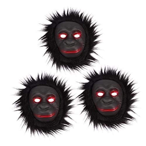 Toyvian 3st Tierische Maske Halloween-party Schädelmaske Kaninchen Affenkostümmasken Clown-halloween-kostüme Led-maske Horror-grimassenmasken Halloween-requisite Orang-utan Tierkopf Black von Toyvian