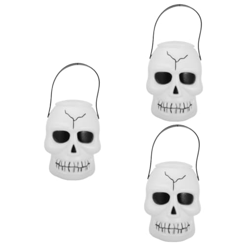 Toyvian 3st Tragbares Schädel Fass Mini-halloween-süßigkeitshalter Halloween-keksdose Snack-eimer Halloween-partygeschenke -kesselkessel Neuartiger Süßigkeitenhalter Abs Weiß von Toyvian