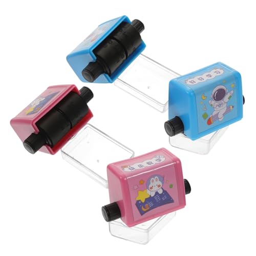 Toyvian Pädagogische Mathematik-Stempel 4 Sätze Mathematik-Roller Lern-rollerstempel Jungen und Mädchen Mathematik-Stempel-Set von Toyvian