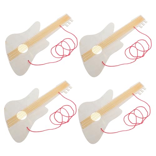 Toyvian 4 Sätze DIY unlackierte Holzgitarre Kleinkind Gitarre Bausatz Gitarre Holz Gitarre Unfertige Holz Gitarre DIY Musikinstrument herstellen DIY-Gitarre Bauen hölzern Beige von Toyvian