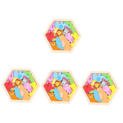 Toyvian 4 Sätze Dreidimensionales Puzzle kinderbeschäftigung Kinder Puzzle Kognitionspuzzle rätselbuch Kinder tierpuzzle zabawki stymulujące rozwój Obst Spielzeug Dekorationen Reisen Holz von Toyvian