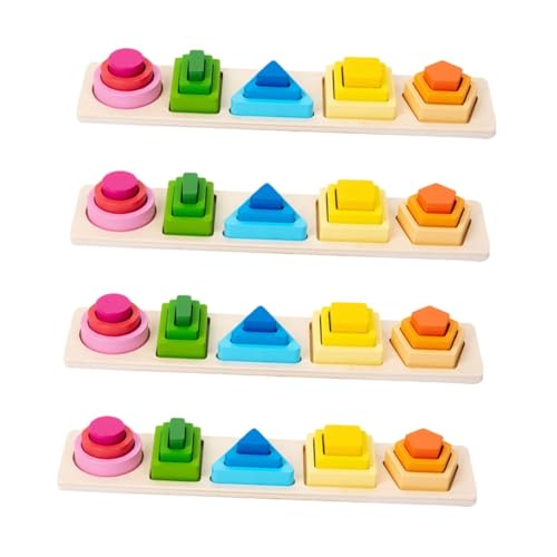 Toyvian 4 Sätze Geometrie-Puzzle Puzzlekarte Kinderspielzeug Kinder Spielzeug Puzzlematte Bausteine Jigköpfe Spielzeuge Magnet Spielzeug Magnetspielzeug Bauklötze Spielsachen Colorful Holz von Toyvian