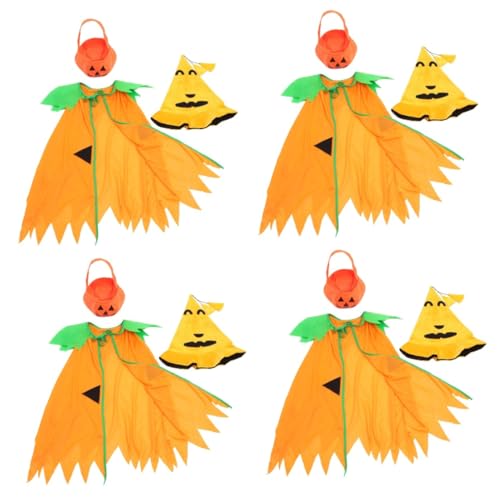 Toyvian 4 Sätze Halloween-Kürbis-Schalen Kürbis-Umhang Halloween-Kürbis-Kostüm Kürbiszubehör Halloween-Cosplay-Outfit Kinderkleidung halloween costume Kap Halloween-Kostüm für Kinder Stoff von Toyvian