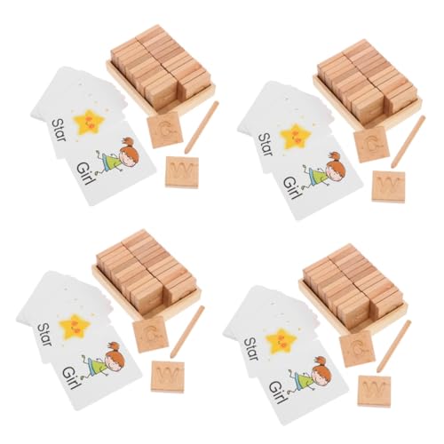 Toyvian 4 Sätze Karten Zum Durchzeichnen Von Buchstaben Alphabet-rechtschreibspielspielzeug Englisch-rechtschreibspielzeug Alphabet-buchstabierspiele Für Kinder Puzzlematte Papier Beige von Toyvian