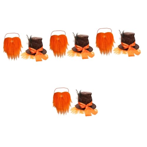 Toyvian 4 Sätze Pfauenfeder Orange Piratenbärte Piratenhut Kostüm Herren Lustiger Partyhut Schnurrbart Piratenkostüm Bart Halloween-cosplay-requisiten Perücke Aus Chemiefaser von Toyvian