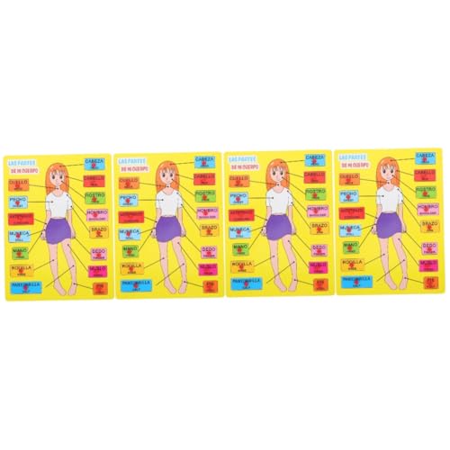 Toyvian 4 Sätze Spanisches Rätsel Interaktiver Menschlicher Körper Anatomie-Puzzle Körperteile Puzzle Anatomie Spielen Modellpuzzle des Menschlichen Körpers Kindererkennungsspielzeug Holz von Toyvian