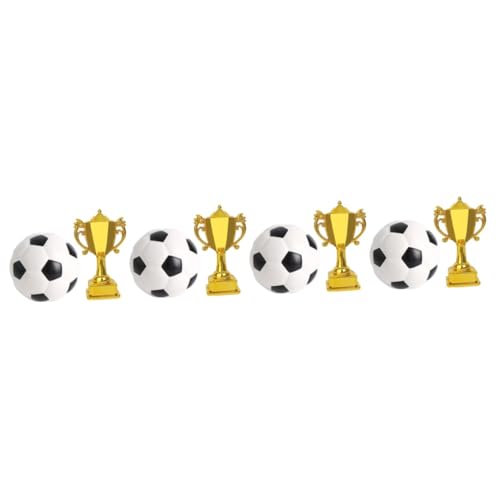 Toyvian 4 Sätze Trophäen-fußballmodell Goldene Pokale Tortenaufsätze Für Sport Kleines Fußballmodell Fußball-kuchendekoration Mini-fußball Fußball-kuchenaufsatz Plastik Wiederverwendbar von Toyvian