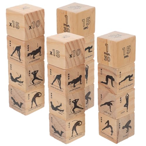 Toyvian 4 Set Yoga Würfel Set Workout Würfel Übung Würfel Holz Würfel Spielzeug Für Familie Spaß von Toyvian