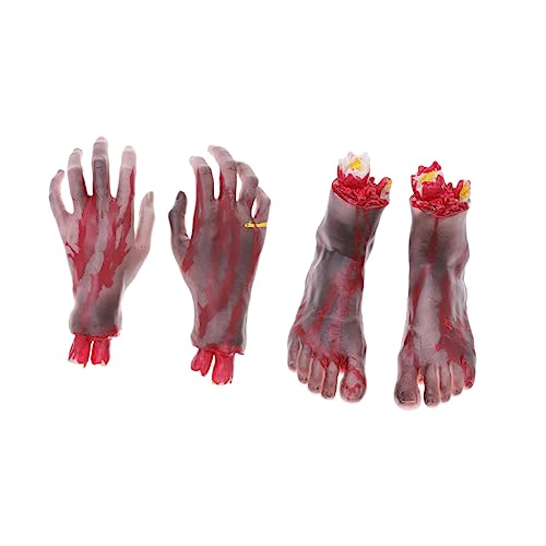 Toyvian 4 Stück 1 Satz gefälschte Körperteile Halloween Halloween assecoires fasnachtsdeko Halloween-Hände und Füße falsche Hände und Füße gefälschter Fuß Dekorationen Black von Toyvian