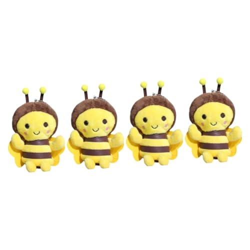 Toyvian 4 Stück Bienen Ornamente Rucksack Bienen Anhänger Plüsch Bienen Anhänger DIY Schlüsselanhänger Plüsch Schlüsselanhänger Schultasche Plüsch Anhänger Plüsch Bienen Ornament von Toyvian