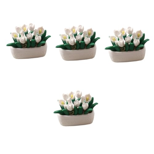 Toyvian 4 Stück Calla-lilien-topfpflanze Winziges Bonsai- Garten Bonsai Modell Mini-topfpflanzen Winziges Hausdekor Miniaturpflanzen Mini-Bonsai Simulierter Bonsai Harz Weiß von Toyvian