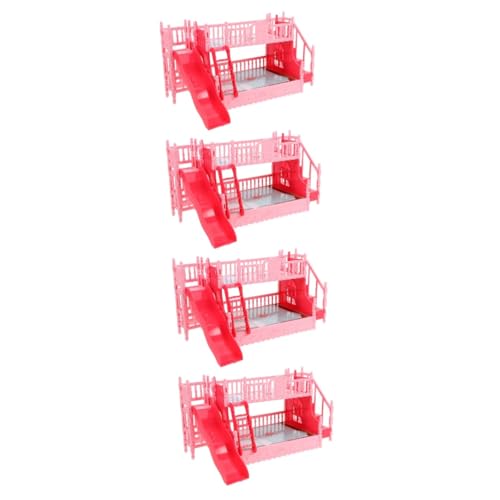 Toyvian 4 Stück Etagenbett-Set Für Puppen Puppenhaus Mini-Modell Miniatur-etagenbett Mini-hausbett Mini-etagenbett-puppenbausatz Mini-hausmöbel Etagenbett Für Puppen Miniaturmöbel Abs Rosa von Toyvian