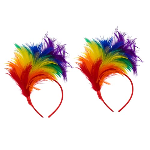 Toyvian 4 Stück Feder Stirnband lgbt-kopfschmuck Damen-Fascinatoren Regenbogen-Kopfschmuck Stolz Zeug haarreif halloween haarreifen halloween Buntes Stirnband braut kopfschmuck Metall von Toyvian