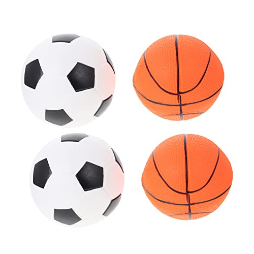 Toyvian 4 Stück Fußball-Basketball- Golfbälle Basketballkorb Kinderspiele Mini-Basketball -fußball Simulations-Basketball -Basketball Kinderspielzeug Fußball PVC von Toyvian