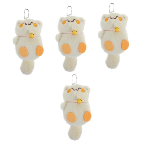 Toyvian 4 Stück Glückskatze Schlüsselanhänger Schultüte Deko Schlüsselkette Plüsch Schlüsselanhänger Dekoration Schlüsselhalter Schlüsselanhänger Stitch Stofftier Katze Pp Baumwolle Beige von Toyvian