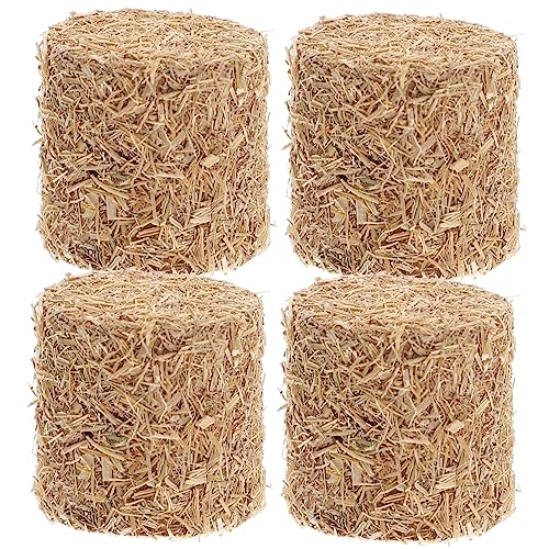 Toyvian 4 Stück Haystack -modellzubehör Figuren Miniatur-heuballen Wohnzimmerdekor Stroh Heu Miniatur-puppenhaus-Dekoration Vier Ländliche Einrichtung Kessel Minis Light Brown Holz von Toyvian