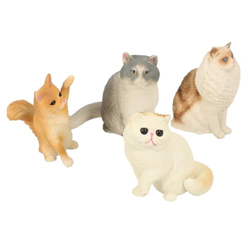 Toyvian 4 Stück Hochsimuliertes Katzenmodell, Künstliche Gefälschte Statue, Desktop-katzenornament, Katzenstatue von Toyvian