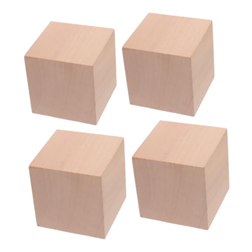 Toyvian 4 Stück Holzbausteine 5 cm Quadratische Holzwürfel Für Unvollendete Bastelblöcke Für DIY Projekte Pädagogische Mathematik Tools Vorschulspielzeug von Toyvian