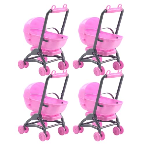 Toyvian 4 Stück Kinderwagen Spielzeug Puppe Kinderwagen Modell Spielzeug Spielzeug-Kinderwagen Für Puppen Puppenhaus-Kinderwagen Babytrage Für Puppen Beweglicher Kinderwagen Rosa Plastik von Toyvian