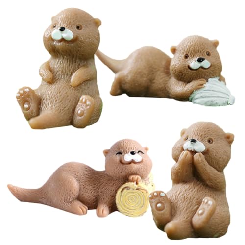 Toyvian 4 Stück Mikrolandschaftsotter süßes Einhorn Spielzeug Mini-Dinge winziges Figur Miniaturfrösche Bausätze Geburtstagsgeschenk Bonsai- aus Harz Otter-Dekorationen von Toyvian