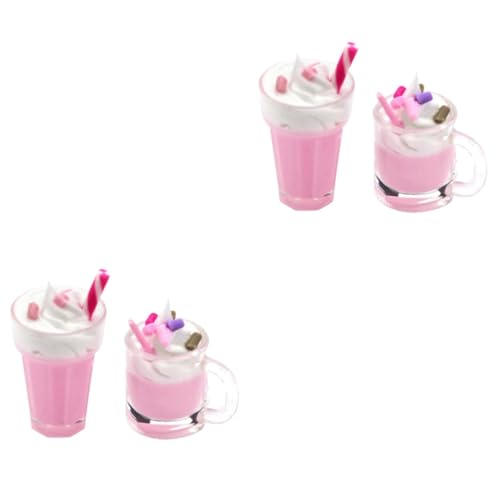 Toyvian 4 Stück Mini Erdbeer Milchshake EIS Miniatur Puppenhaus Zubehör EIS Mini Küchenzubehör Puppenhaus Zubehör Mini Lebensmittel Künstliche Lebensmittel Requisite Aus von Toyvian