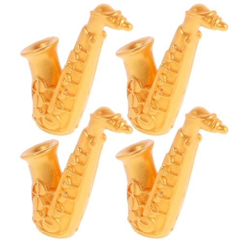 Toyvian 4 Stück Mini- - Simulationsinstrument Ornament Praktische Miniatur-Saxophon-verzierung Kinderaccessoire Saxophonmodell Puppenhaus-Saxophon- Miniatur-Dinge Golden Harz von Toyvian