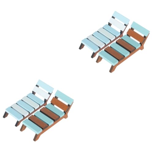 Toyvian 4 Stück Mini-Strandliege Kinder deko Zimmer Spielzeug für Kinder Liegesessel Strandliegestuhl Miniaturstuhl Miniatur-Liegemodell Puppenhaus Chaiselongue Anhänger Spielzeugzimmer von Toyvian